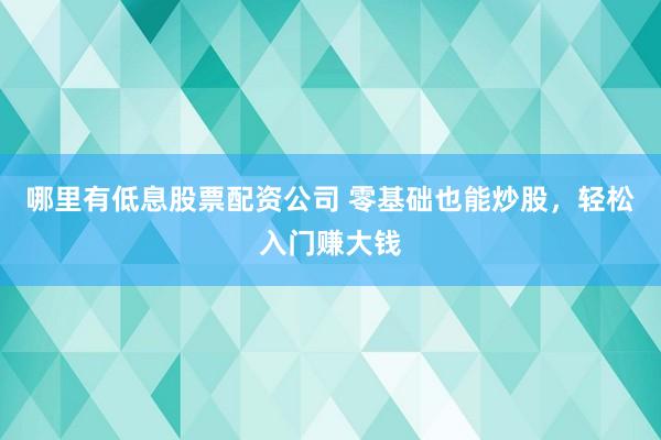 哪里有低息股票配资公司 零基础也能炒股，轻松入门赚大钱