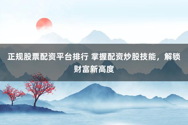正规股票配资平台排行 掌握配资炒股技能，解锁财富新高度